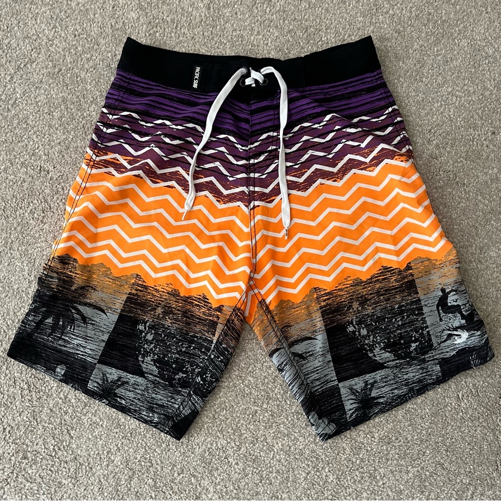 Exist Pacific Surf Purple and Orange Swimming Trunk Shorts